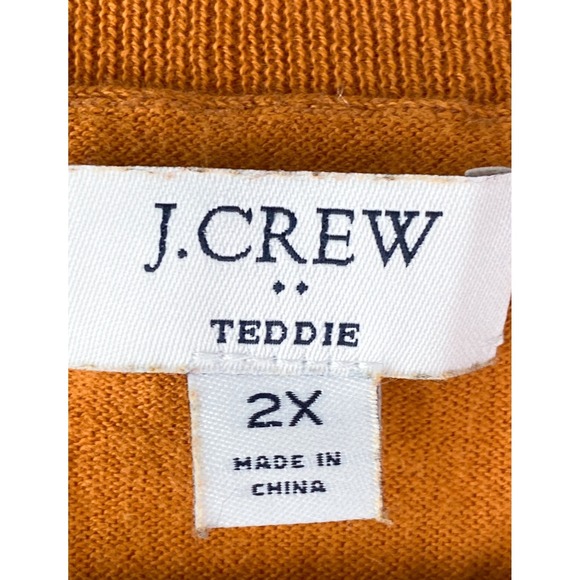 J Crew Womens Teddie Crewneck Sweater 2X Orange Cotton Knit Lightweight Fall - Picture 5 of 8